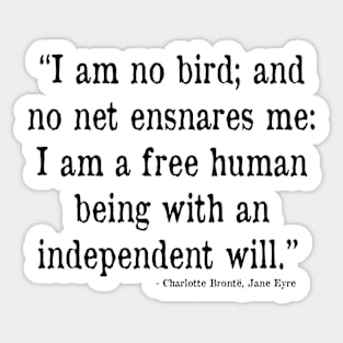 Jane Eyre, Free Human Being Quote Sticker